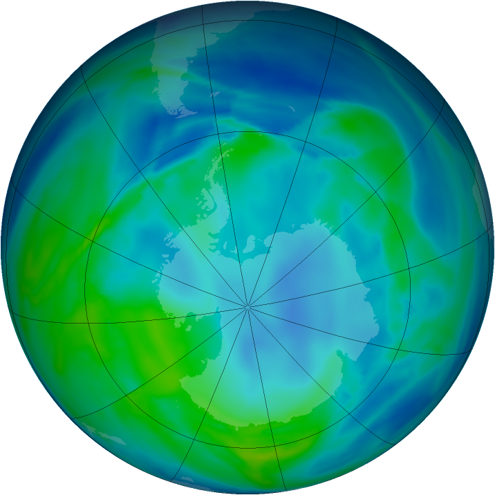 Antarctic ozone map for 04 May 2005